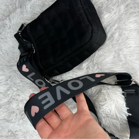 CYNTHIA ROWLEY Black Nylon Zelda Crossbody With Love Strap - Picture 15 of 16
